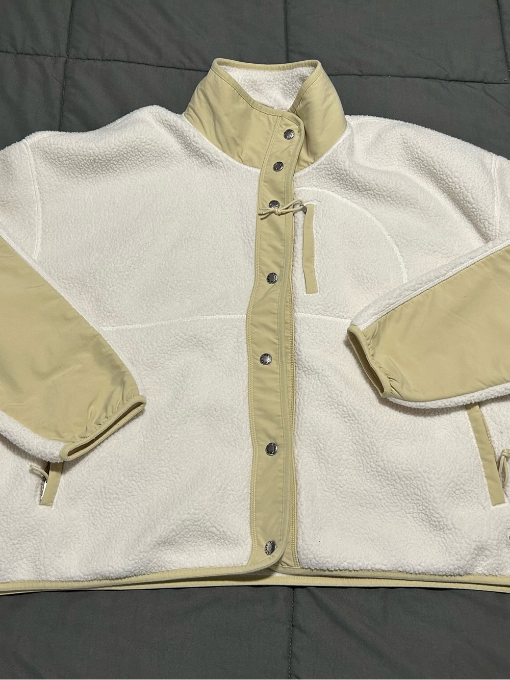 The North Face Cream Sherpa Jacket with Tan Accents. XXL